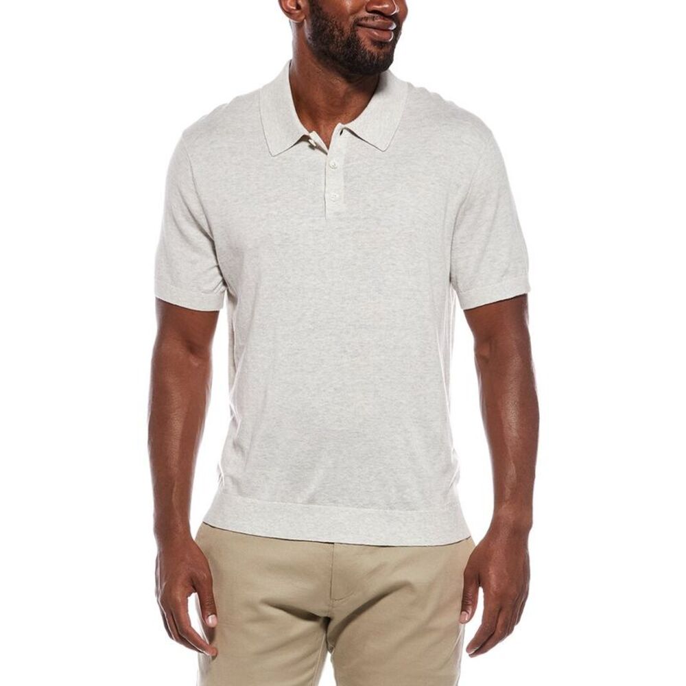 Madewell Mens  Heathered Polo Sweater, Grey